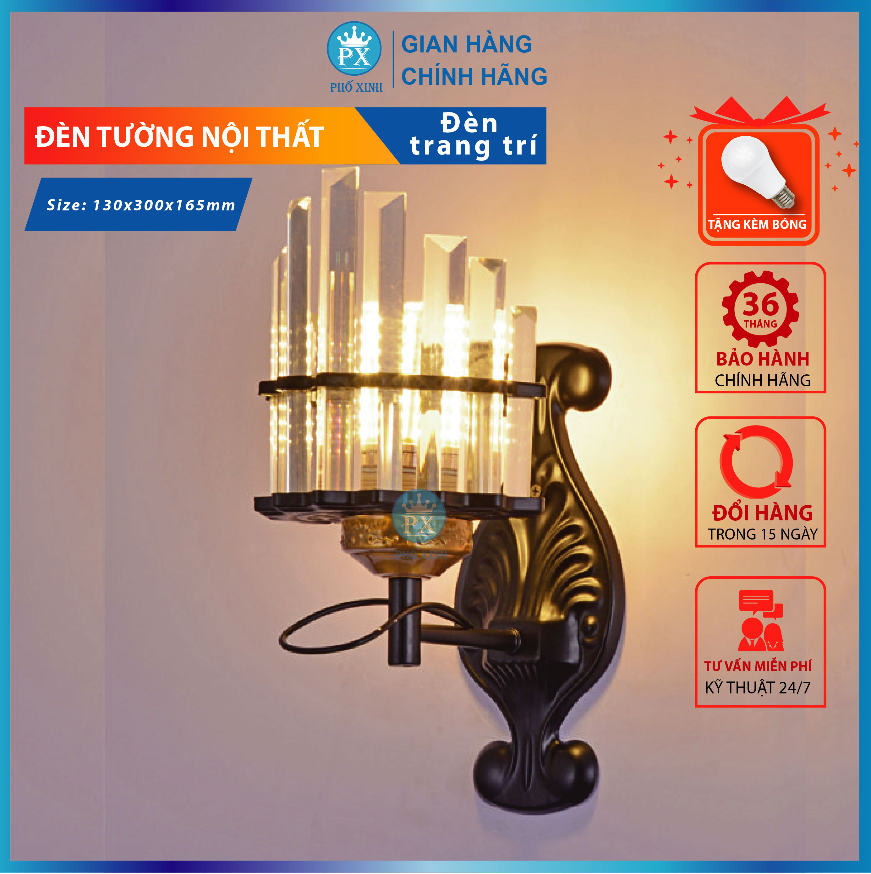 Đèn ngủ hiện đại, đèn cầu thang, phòng khách , phòng ngủ, hàng lang + Tặng kèm bóng
