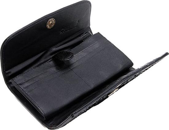 Ví nữ da trăn Huy Hoàng 3 gấp màu đen HT3329
