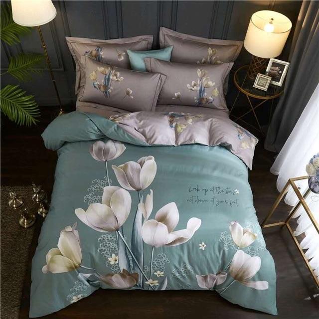 Set Cotton Ogranic Hàng Nhập Khẩu Cao Cấp 4 Món Hoa Khung Tuy Lip