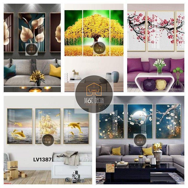 Xả tranh tráng gương siêu to khổng lồ bộ 3 bức 70x100cm