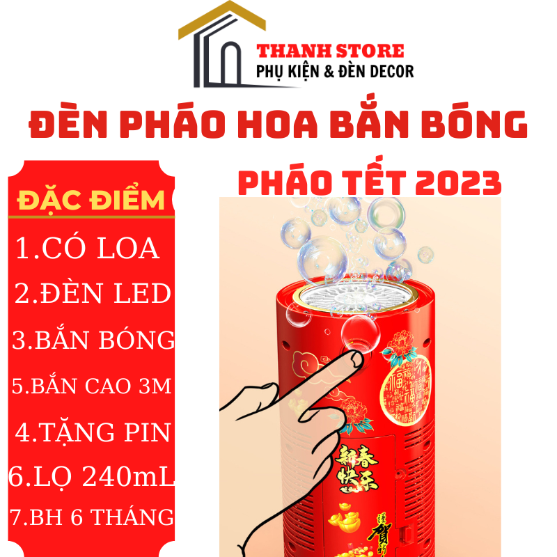 Máy tạo bong bóng phao hoa - đèn bắn bong bóng có loa có led RBG cho lễ hội ngày tết 2023