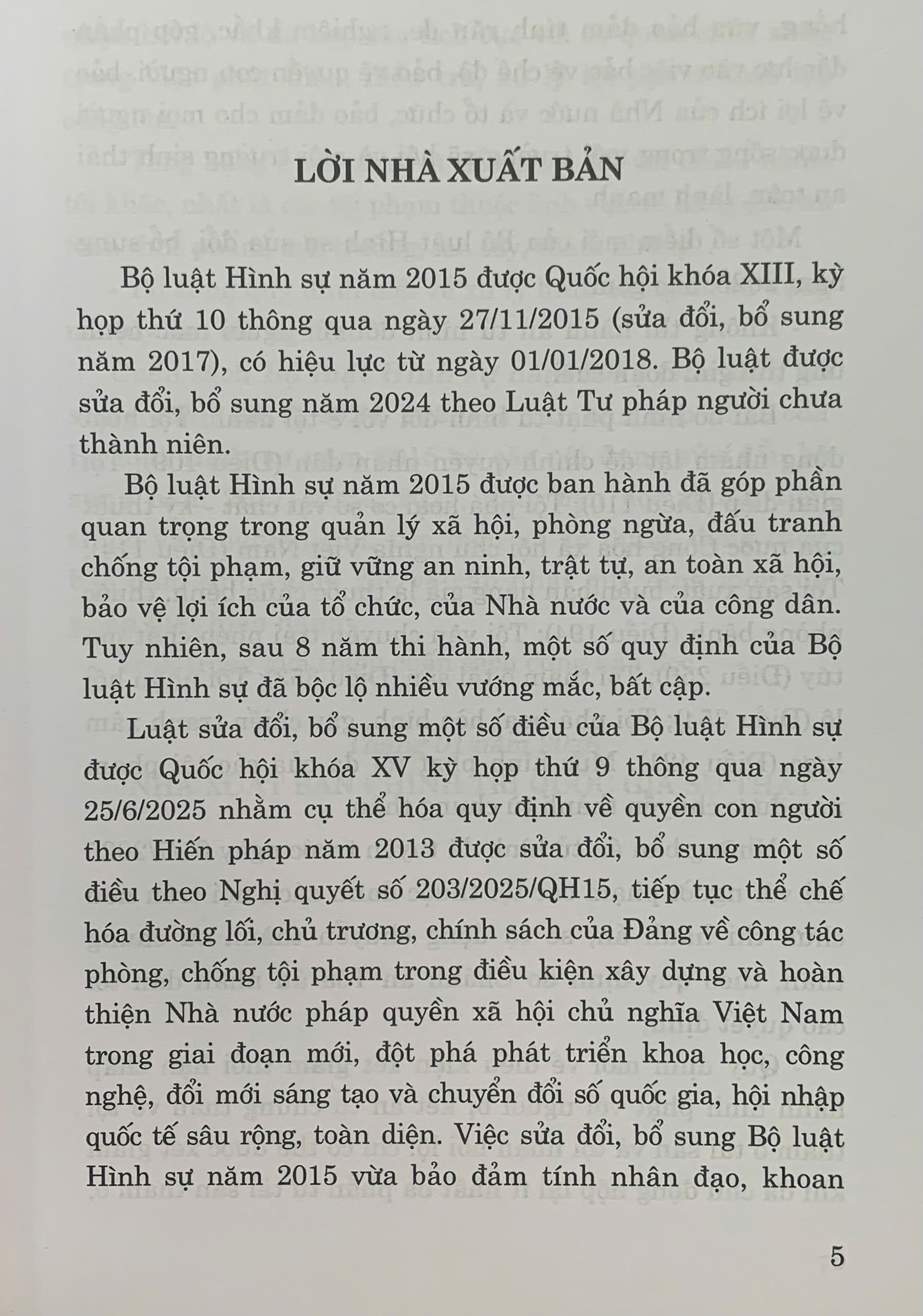 Bộ luật Hình sự 2015 (sửa đổi, bổ sung năm 2017, 2024, 2025)