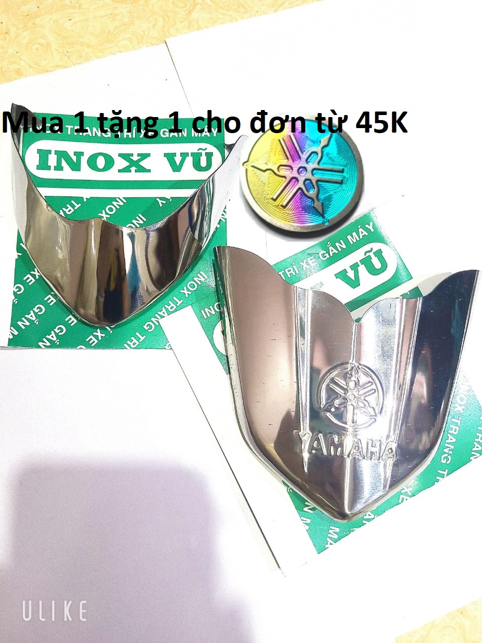 Combo Bộ ốp dè INOX xẹ JUPITER sản xuất năm 2012- 2022 + 1 tem logo titan YAMAHHA