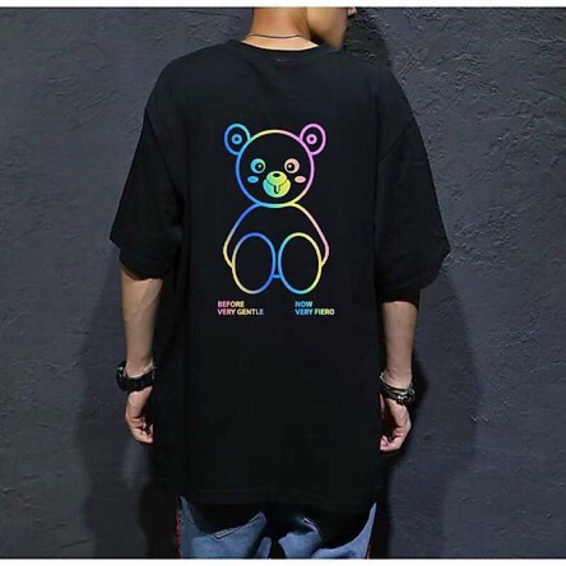 Áo thun tay lở in phản quang bảy màu nam nữ chất cotton 4 chiều mềm mịn thoáng mát freesize từ