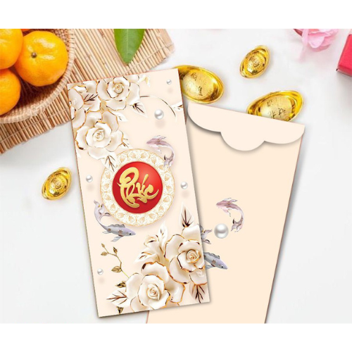 Combo 100 Bao Lì Xì Hoa Sen Trắng Phúc Lộc Thọ