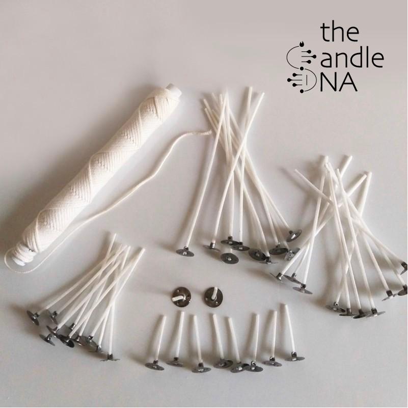 5 mét Bấc Nến Cotton Nhúng Sáp + 50 Đế Kẹp bấc The Candle DNA