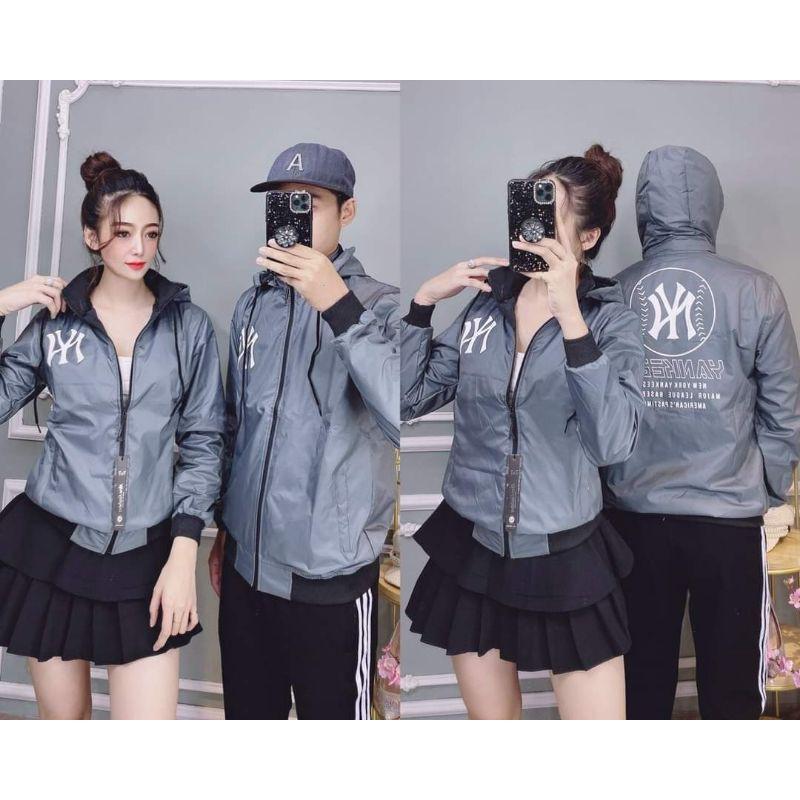 Áo khoác dù 2 lớp nam nữ YN có 2 màu đen xám TN