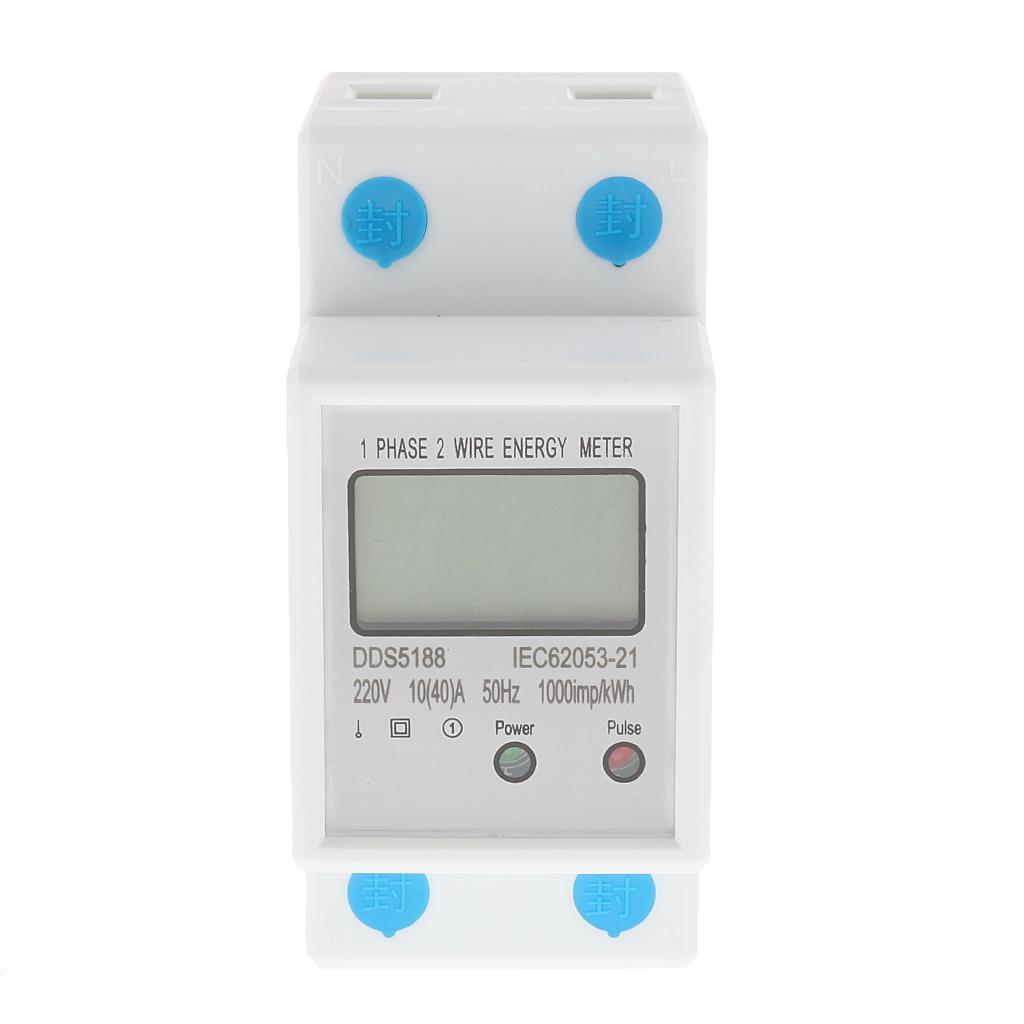 LCD DIN-Rail Type Hour Single Phase 2 Wire Energy Meter AC 220V