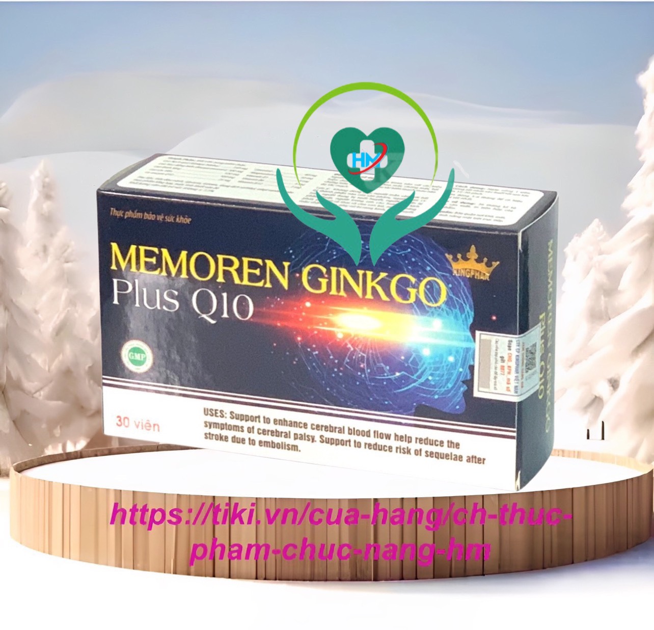 Viên uống Memoren Ginkgo plus Q10, hộp 30v, tăng cường tuần hoàn bão, giảm đau đầu do tắc nghẽn mạch máu