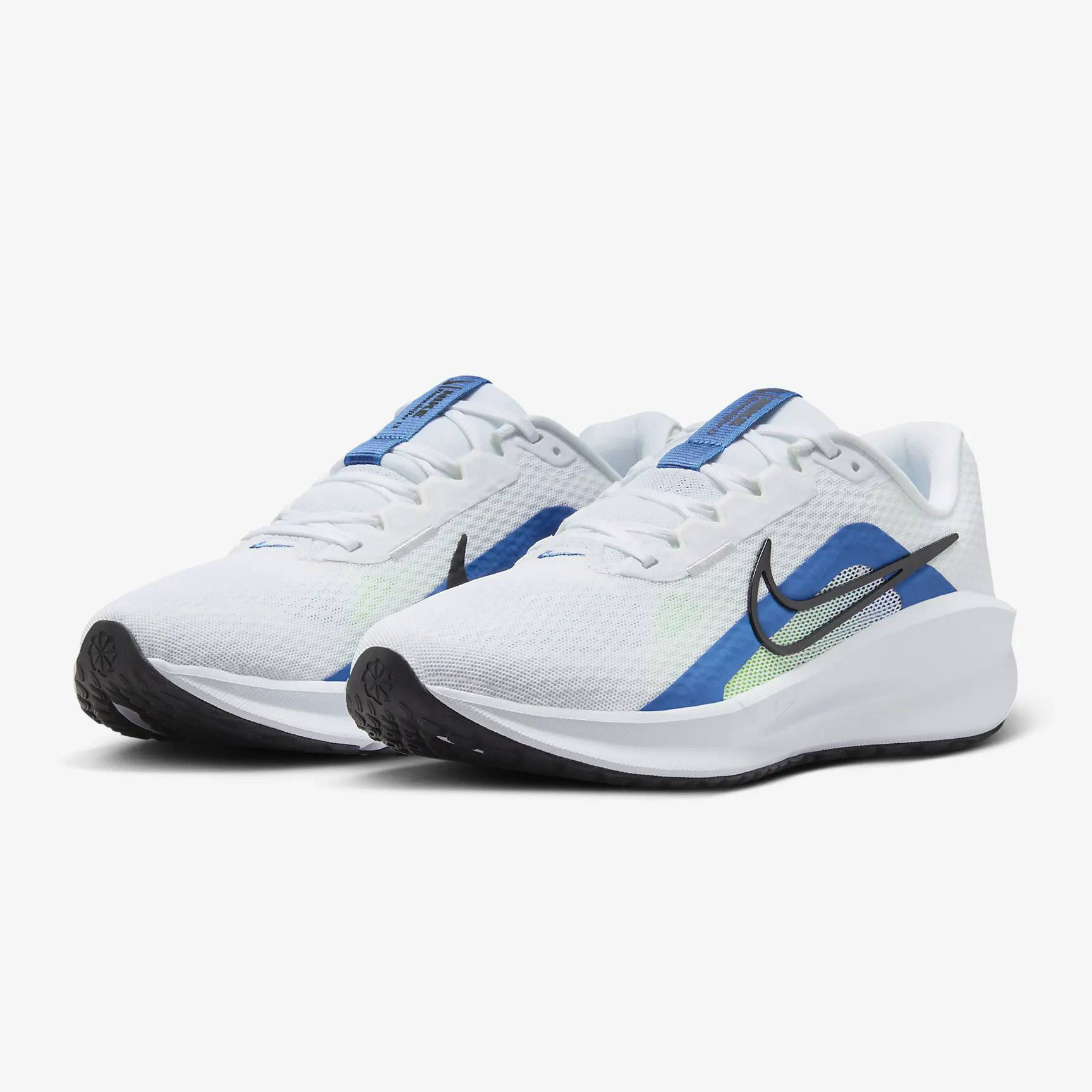 Giày chạy bộ nam NIKE DOWNSHIFTER 13 - WHITE/BLACK-STAR BLUE-GREEN STRIKE - 8 US