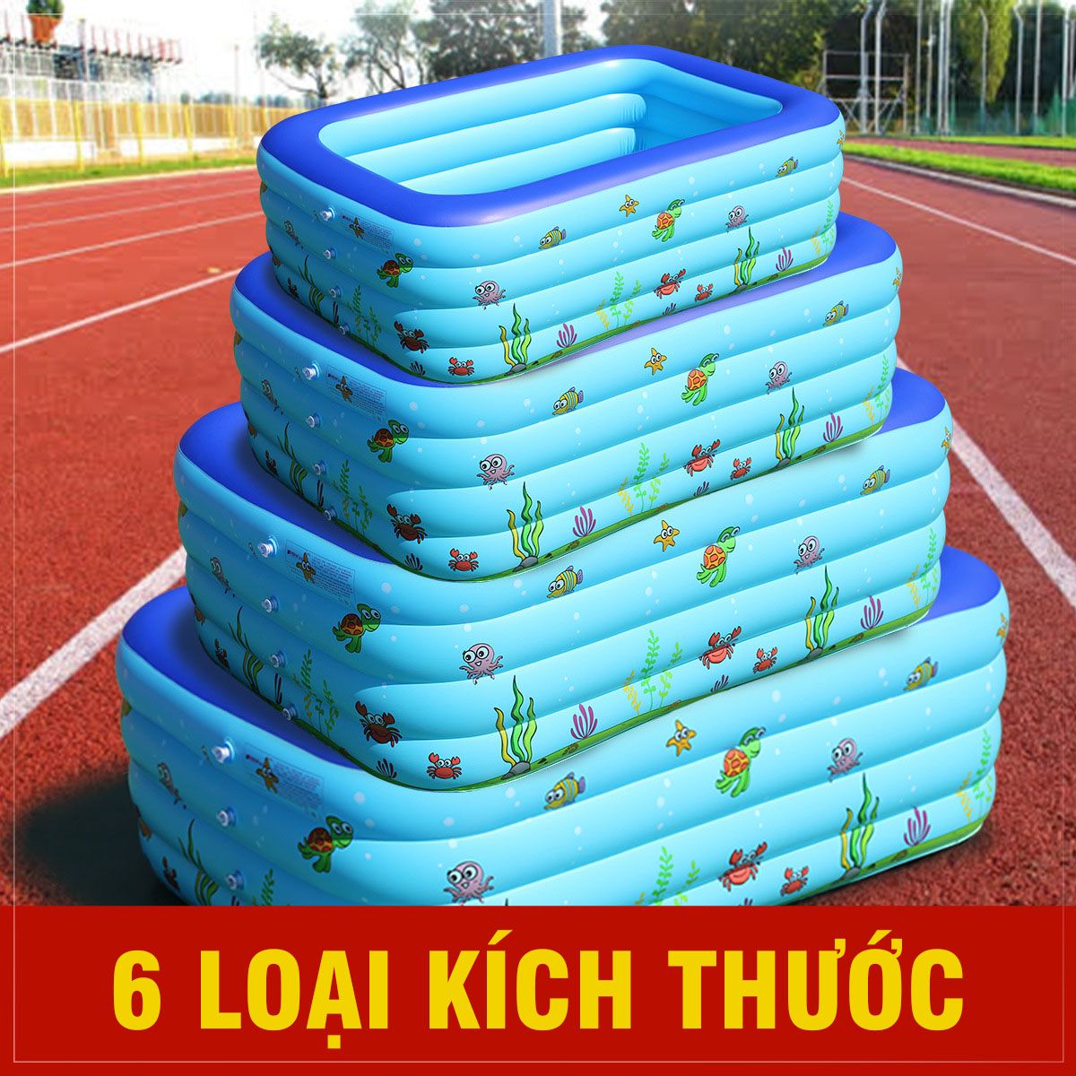 Bể bơi phao hồ bơi Hình chữ nhật hoa văn ngẫu nhiên 3 tầng Sportslink