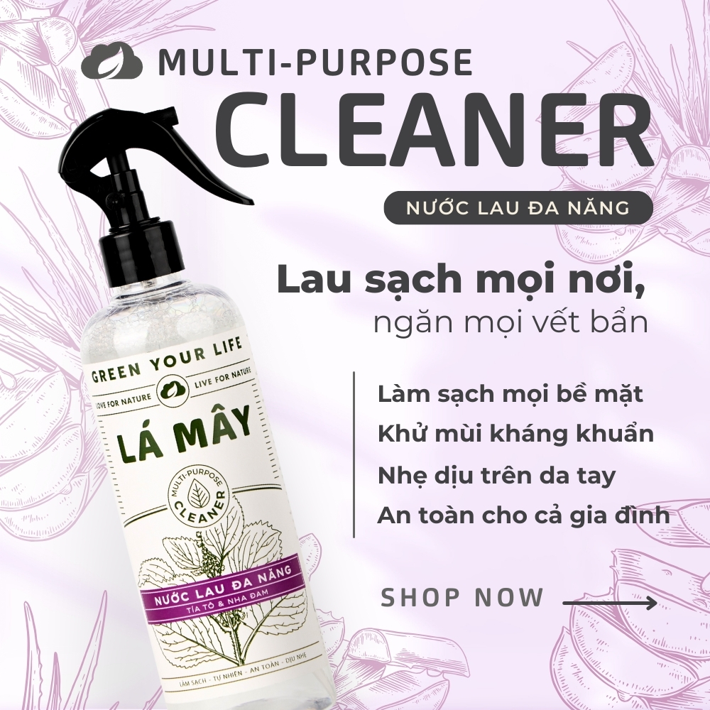 NƯỚC LAU ĐA NĂNG TÍA TÔ &amp; NHA ĐAM LÁ MÂY 500mL