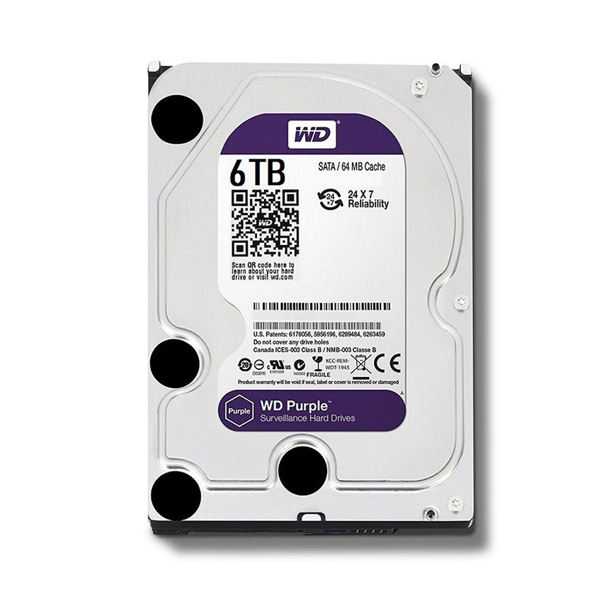 Ổ Cứng HDD Camera WD Purple 6TB ntelliPower - WD62PURZ - Hàng Chính Hãng