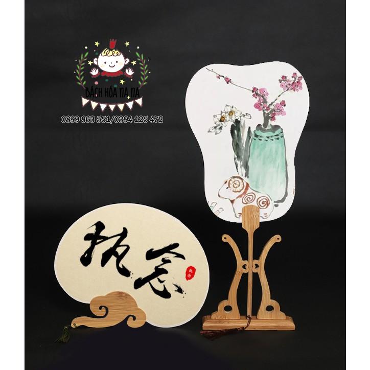 Quạt Giấy Lụa Trơn - Bộ Kit DIY Họa tiết tự vẽ Cổ trang Hiện đại Thư Pháp Quạt Cán gỗ - Tua rua Nana Shop