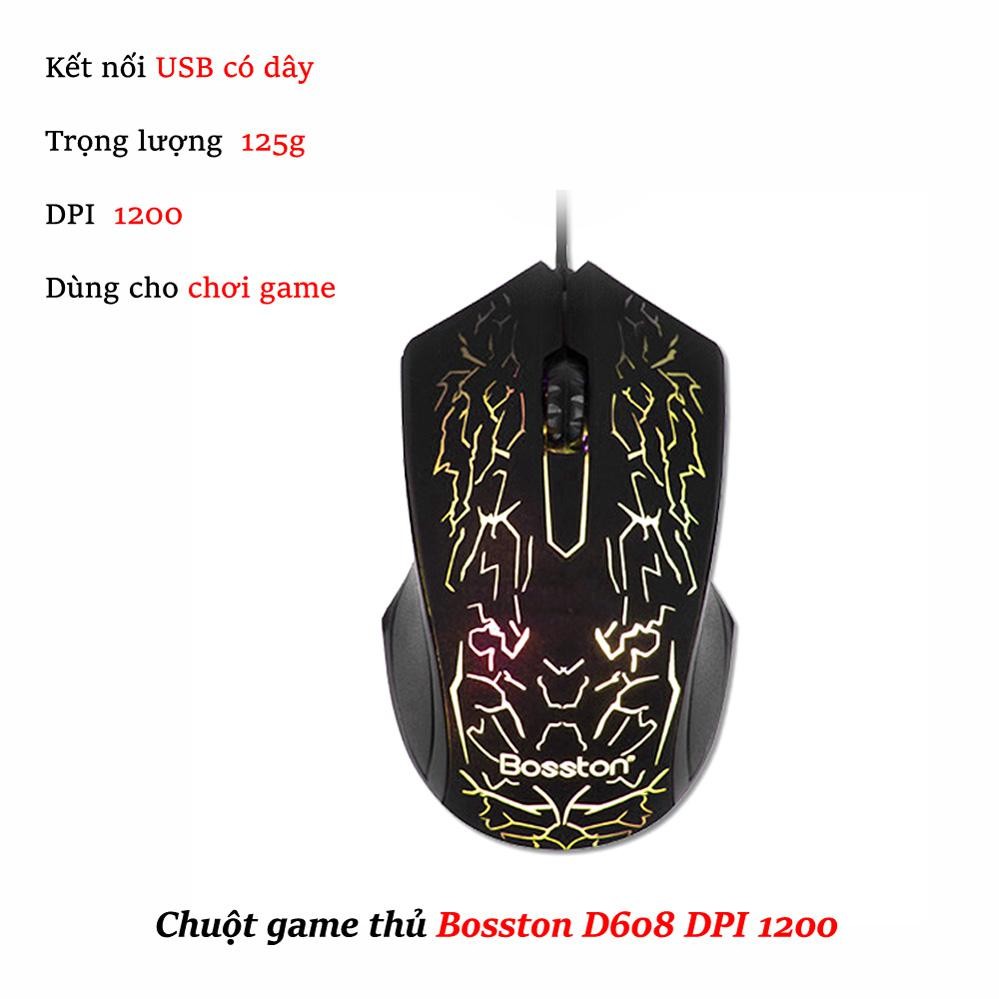 Combo Chuột Chuyên Game Bosston D608 + Tặng Kèm Bộ Vệ Sinh 6 Món  - HÀNG CHÍNH HÃNG