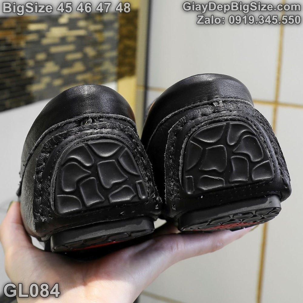 Giày mọi da đóng thủ công, giày lười cỡ lớn 45 46 47 48 cho nam cao to chân ú bè. Big size handmade shoes for wide feet