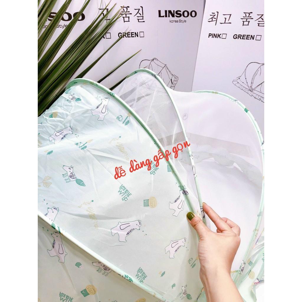 Màn chụp gấp gọn chống muỗi kiểu Hàn Quốc dáng vòm nan quạt siêu tiện lợi dùng cho bé sơ sinh
