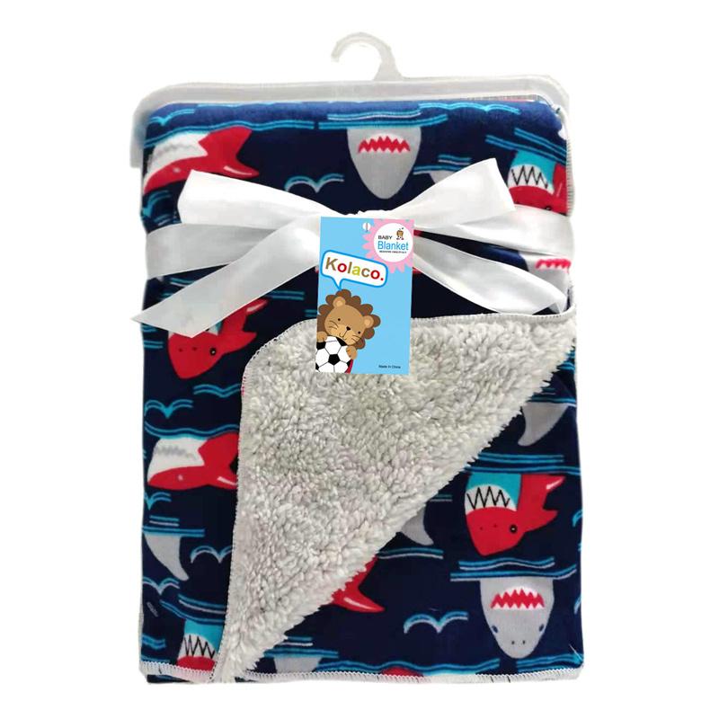 Chăn Cho Bé Mới Làm Dày 2 Lớp Ngắn Len Trẻ SƠ SINH Swaddle Bao Bọc Động Vật In Hình Bé Sơ Sinh Gối