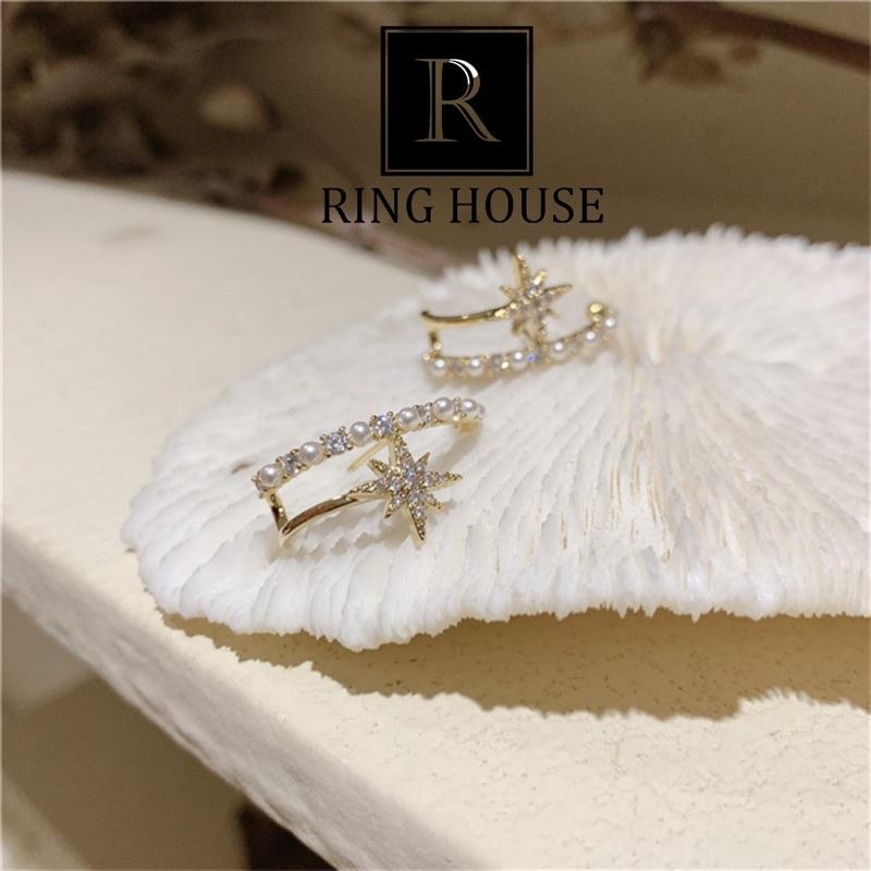 Khuyên Tai Bông Tai Nữ Thiết Kế Sao Móc Tai Ring House