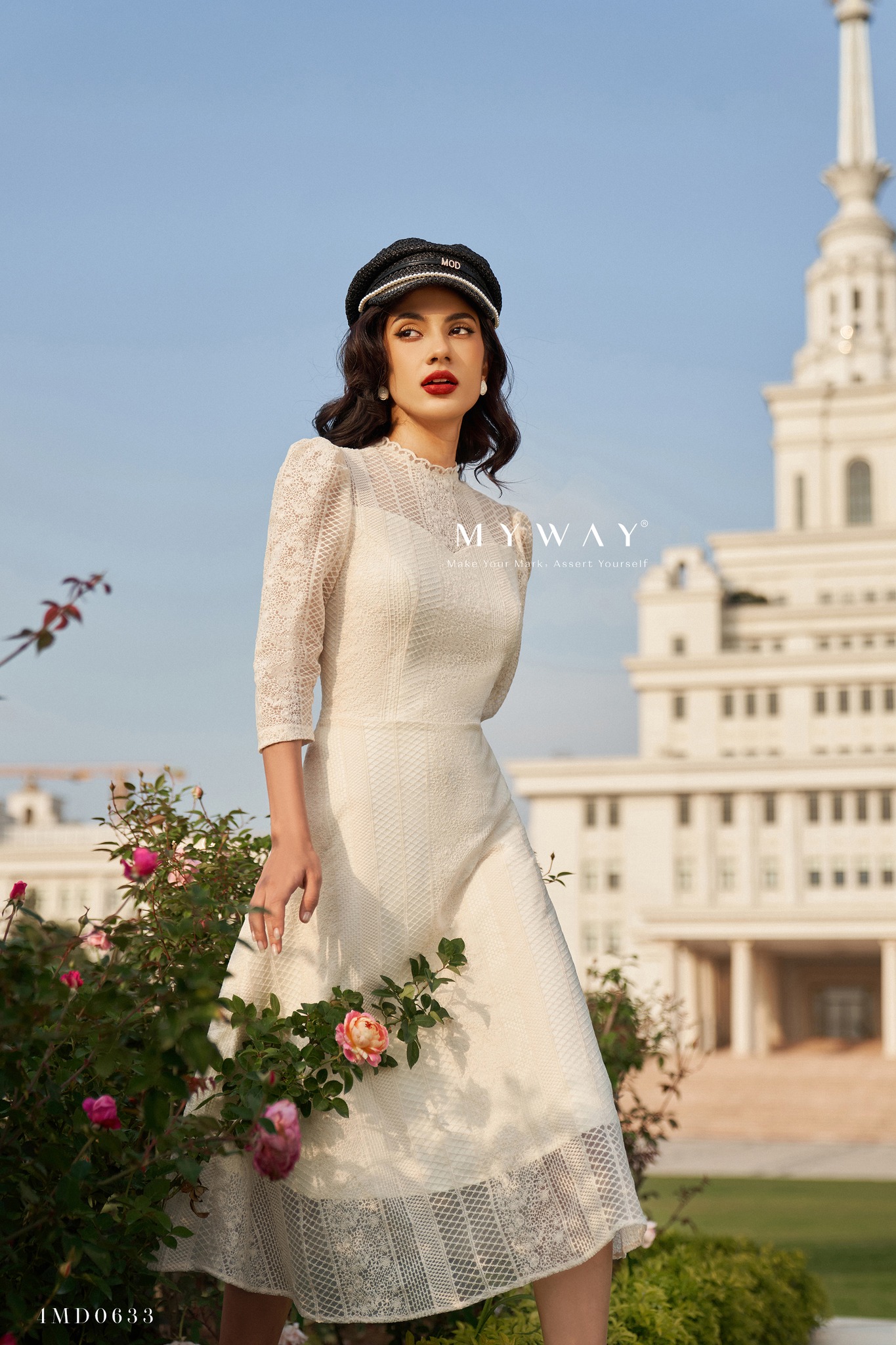 Đầm Ren Nữ MY WAY Dáng Xòe Retro Sang Trọng 4md0633