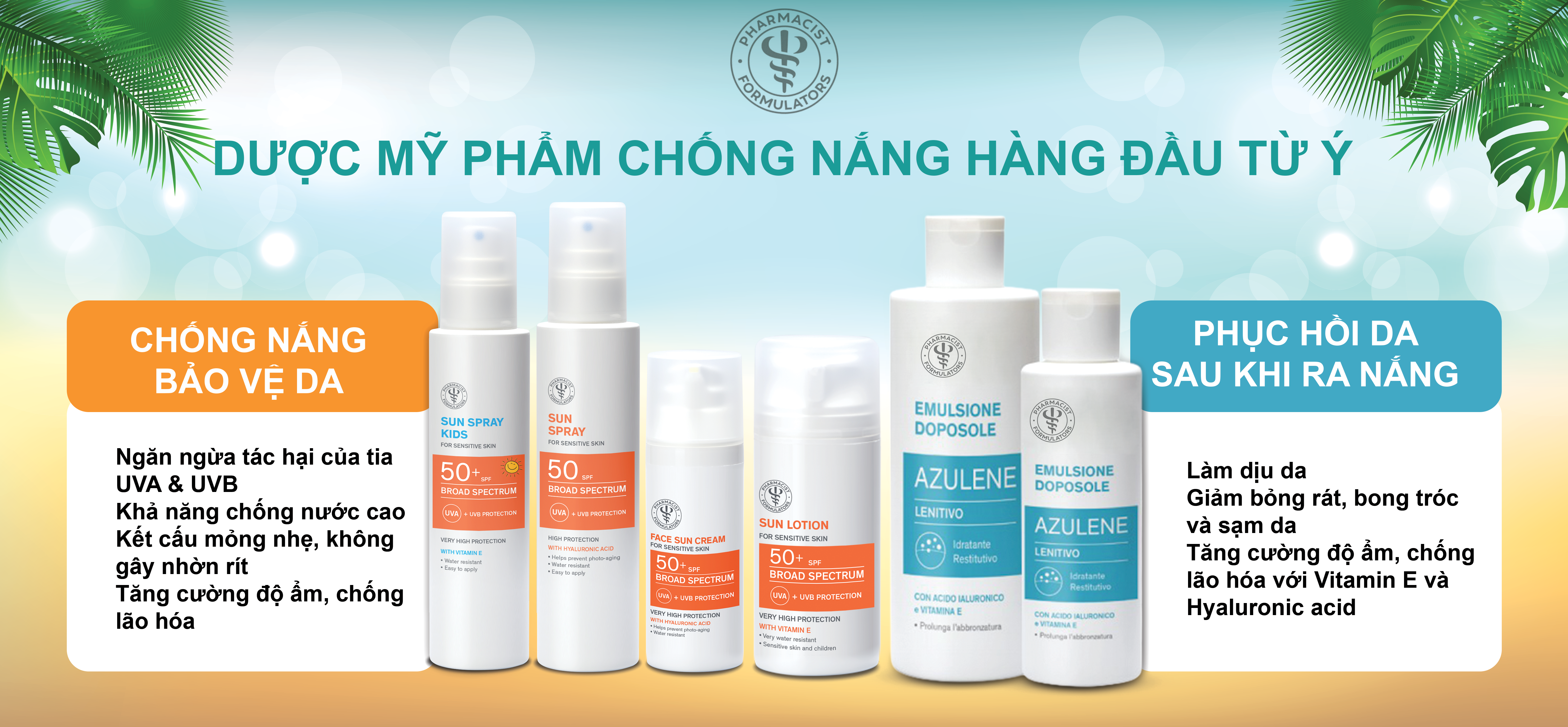 Combo Xịt Chống Nắng SPF 50+ 200ml và Lotion Dưỡng Phục Hồi Da Sau Khi Ra Nắng 200ml Pharmacist Formulators