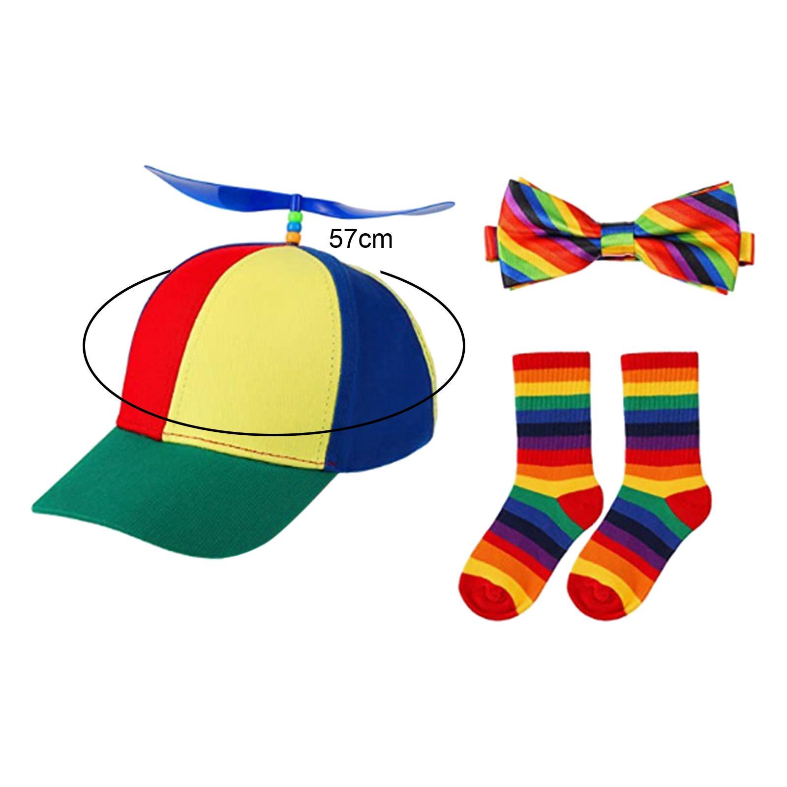 Socks Bow Tie Rainbow Top Hat Child Baseball Hat for Camping Casual Children