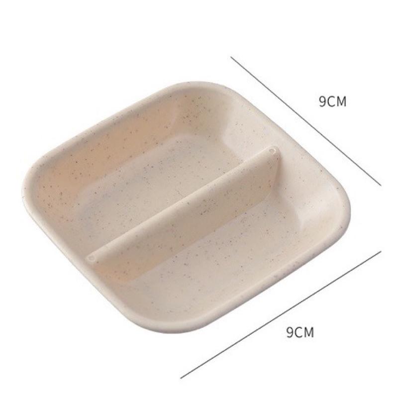 Chén đựng gia vị 2 ngăn nhựa lúa mạch an toàn sức khoẻ - Khay đĩa đựng gia vị, nước chấm, muối ớt 2 ngăn tiện lợi