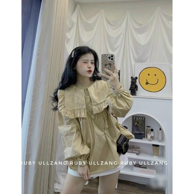 Áo Sơ Mi Cổ Bèo Tay Dài Phối Nút 4M