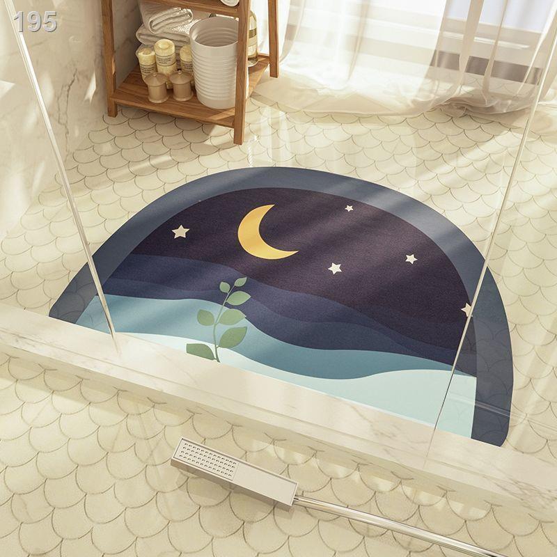 Tấm thấm nước phòng tắm lót cửa hình bán nguyệt làm khô nhanh thảm chống trơn