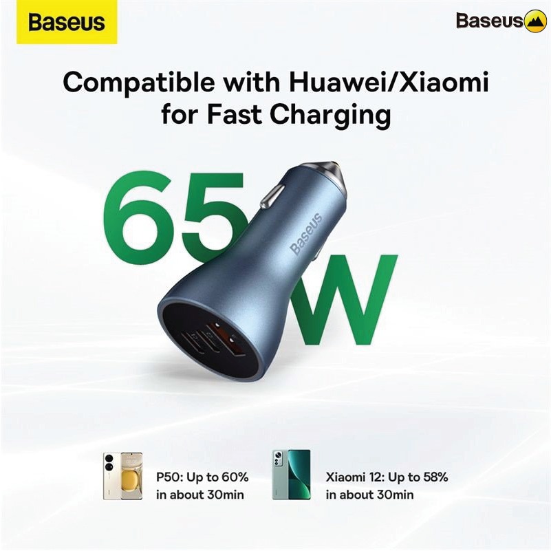 Tẩu Sạc Nhanh Đa Năng Trên Ô Tô 65W Baseus Golden Contactor Pro Triple Fast Charger Car Charger QC 3.0 4.0 - HÀNG CHÍNH HÃNG