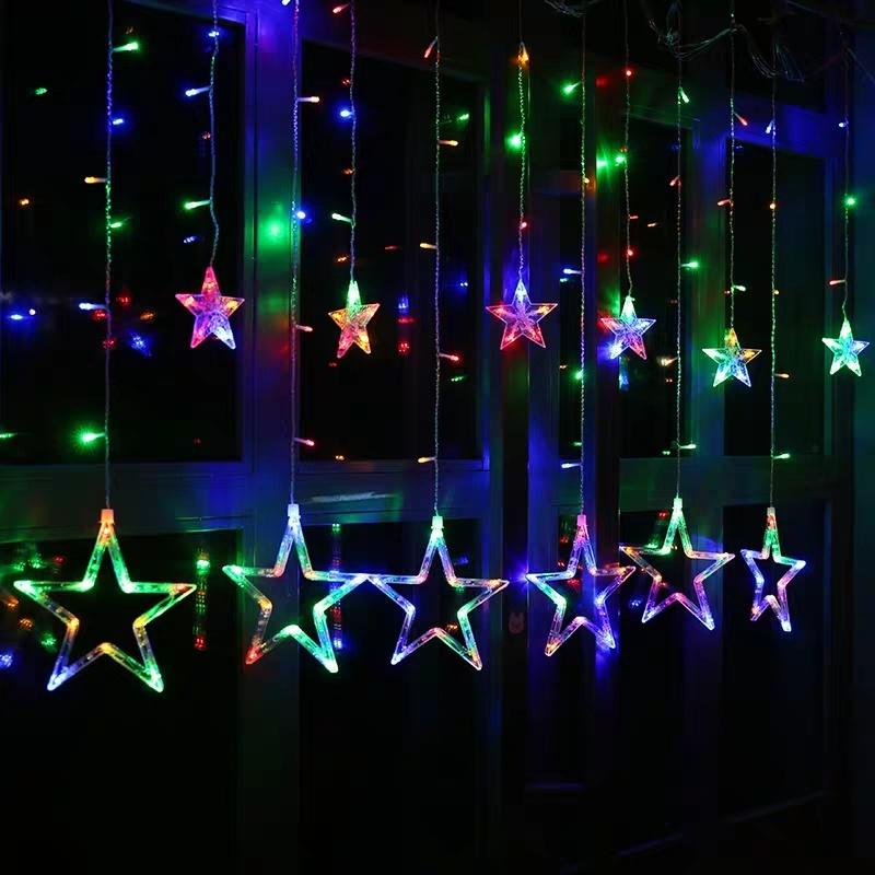 Đèn nháy rèm mành hình ngôi sao trang trí ngày Tết, Noel