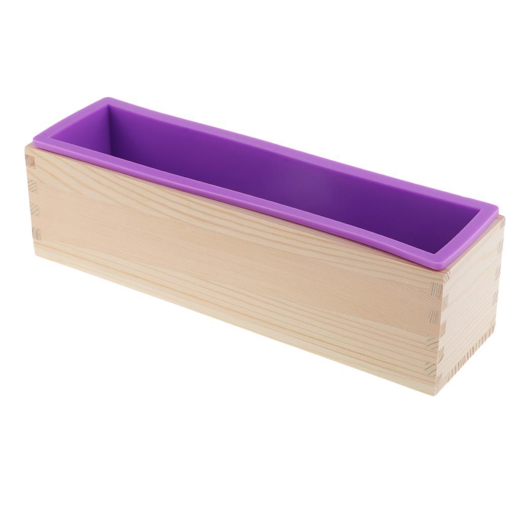 Flexible Rectangular Silicone Soap Loaf Mold with Wood Box for Handmade Soap Making Supplies, Also for DIY Chocolate, Cake, Bread, Toast Baking