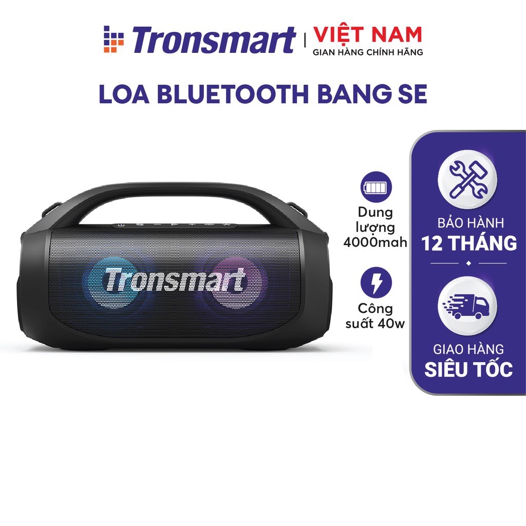 Loa Bluetooth di động TRONSMART BANG SE – Đèn LED - Công suất 40W - Chống nước IPX6 - Hàng chính hãng