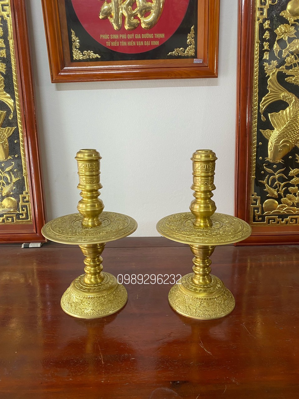 Đôi Chân đèn nến bằng đồng cao 41cm