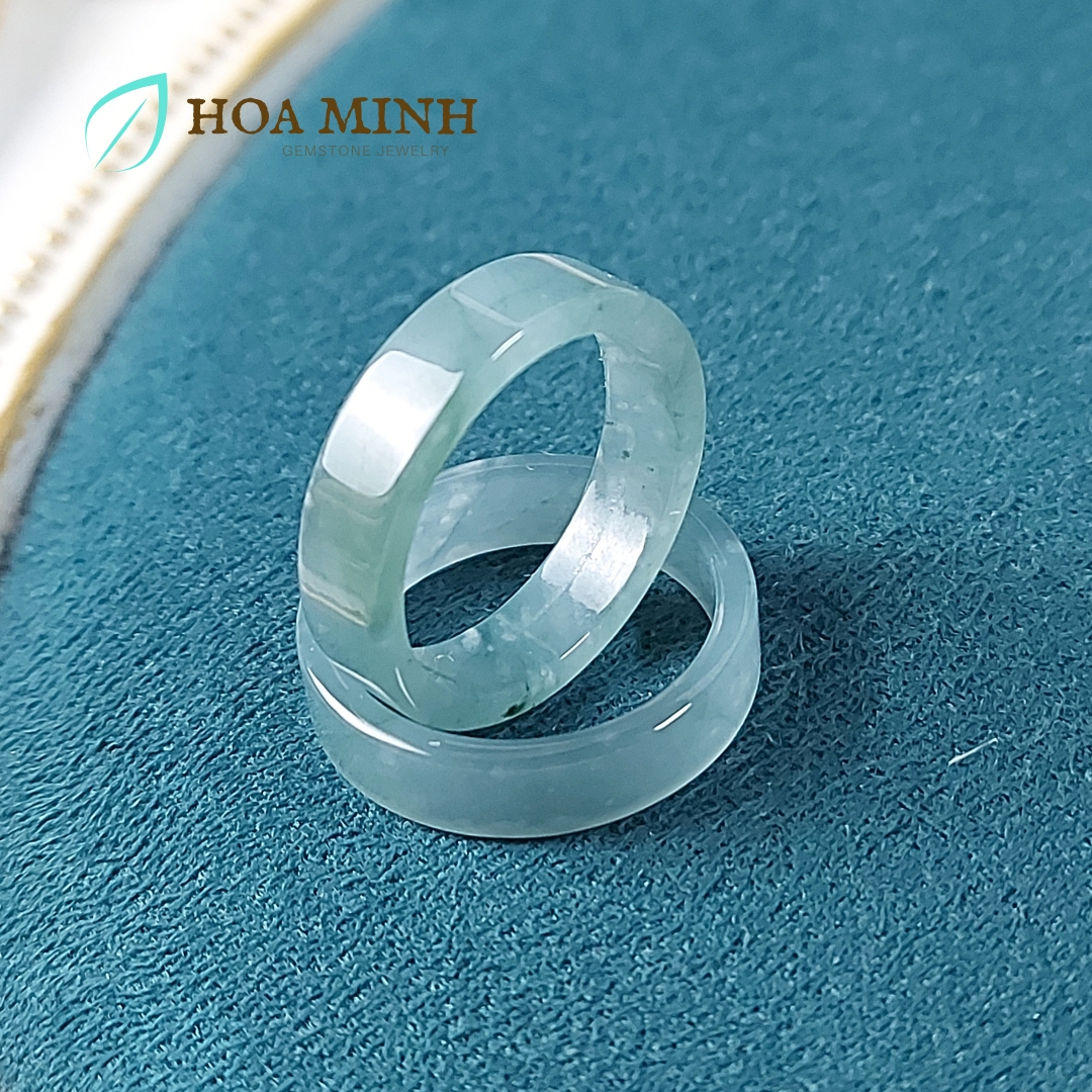 Nhẫn đá cẩm thạch lam ngọc dày 4-5 li không kén mệnh