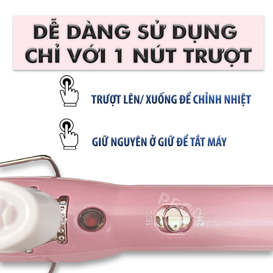 Máy uốn tóc Kemei KM-219 cao cấp điều chỉnh 2 mức nhiệt phù hợp sử dụng mọi tình trạng tóc tạo nhiều kiểu tóc uốn xoăn, uốn lọn sóng, uốn cụp - Hàng chính hãng