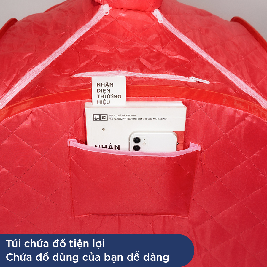 Lều Xông Hơi Toàn Thân 3 Lớp Cao Cấp Gấp Gọn Tiện Lợi Dễ Mang Theo - Chất Liệu Vải Dày Có Mũ - Màu Đỏ - Hàng Tốt