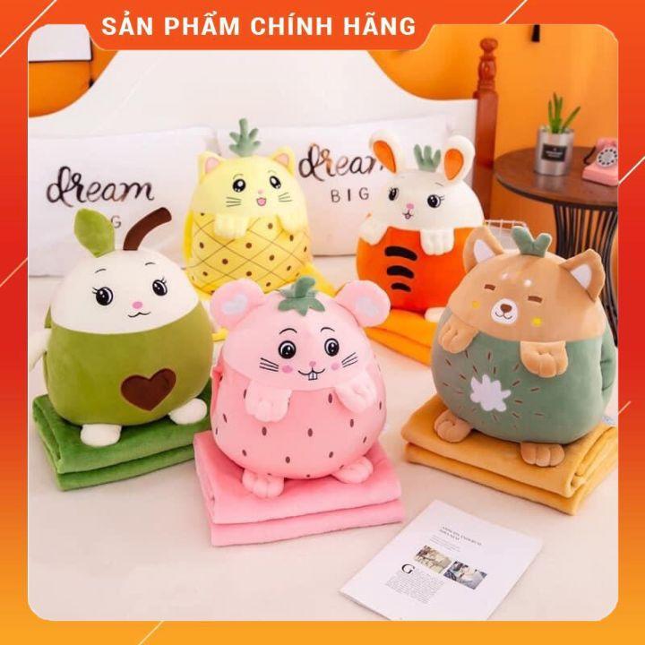 Bộ Chăn Gối Văn Phòng Hình Hoa Quả- Gối Ôm Kèm Chăn