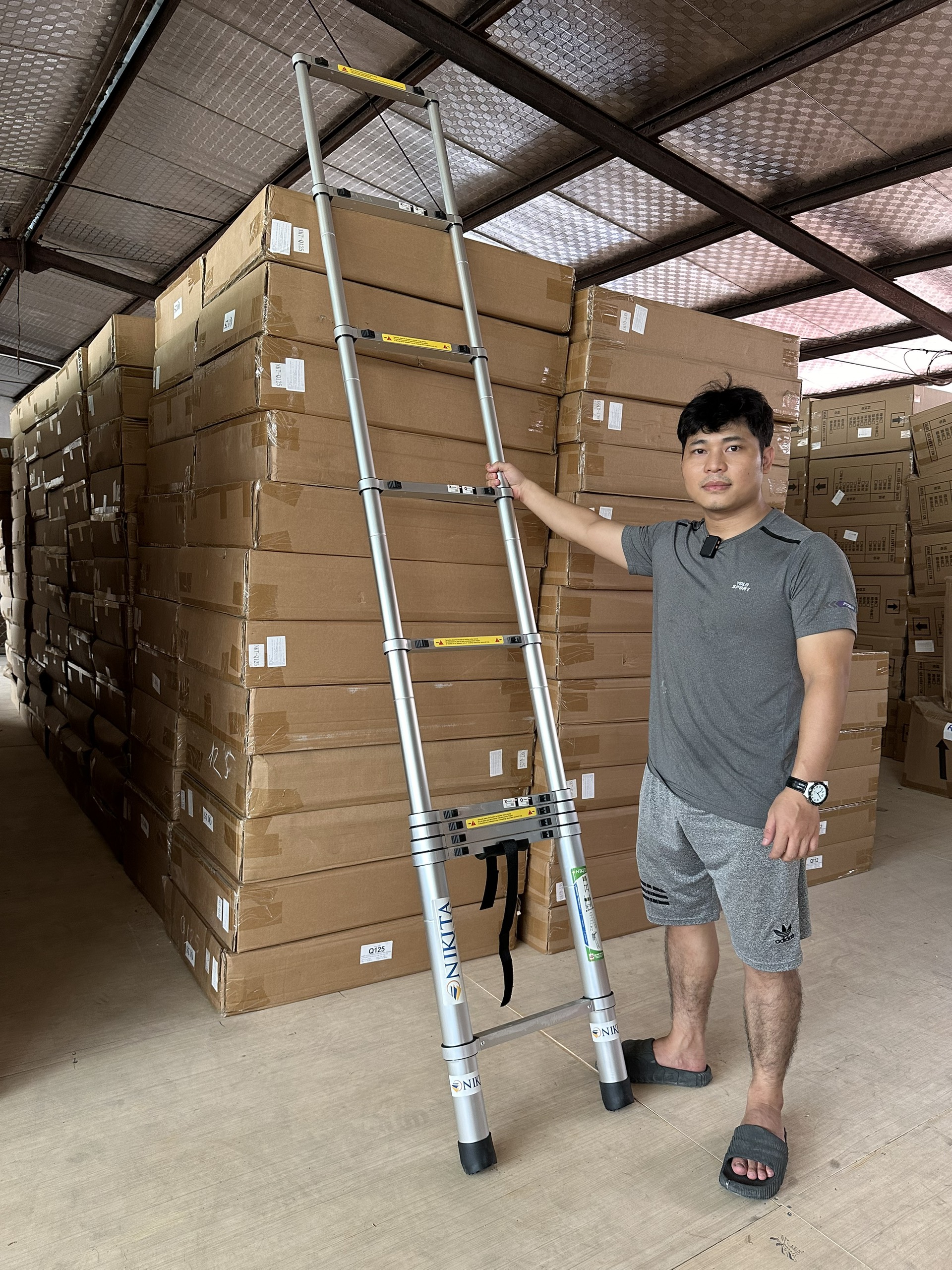 Thang Nhôm Rút Đơn - Đai Bọc Nhôm NIKITA - Nút Khoá Tự Động - Nhôm 6063 chuyên dụng, cứng cáp, chắc chắc, không gỉ