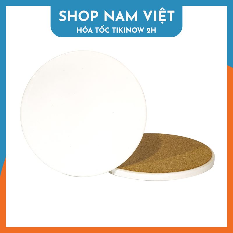 Lót Ly Ceramic Trắng Trơn, Đế Lót Cốc Gốm Sứ Siêu Thấm Hút, Thích Hợp Trang Trí DIY - Chính Hãng NAVIVU