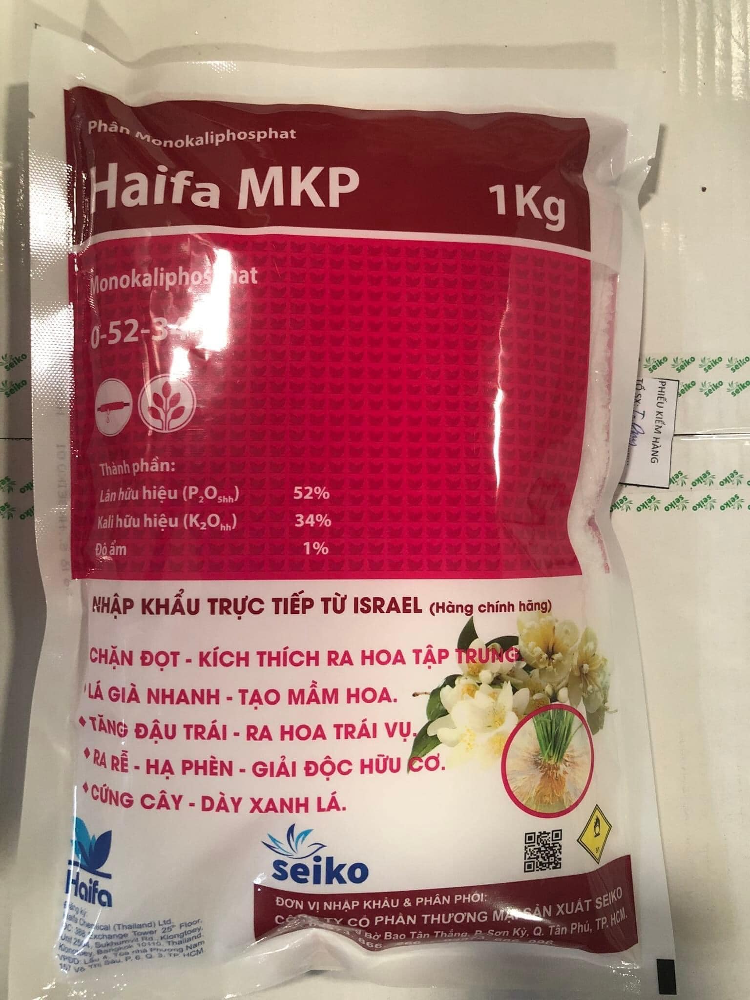 Phân bón MKP 0-52-34 Haifa Isarel Chính hãng GIÚP LÁ MAU GIÀ, GIÚP CÂY TRỒNG RA HOA TẬP TRUNG, trái to, tăng độ đường