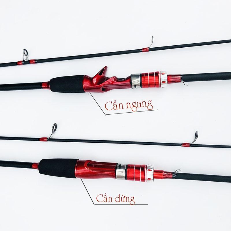 Bộ cần câu lure máy ngang tặng kèm dây câu và hộp mồi giá rẻ MÀU ĐỎ
