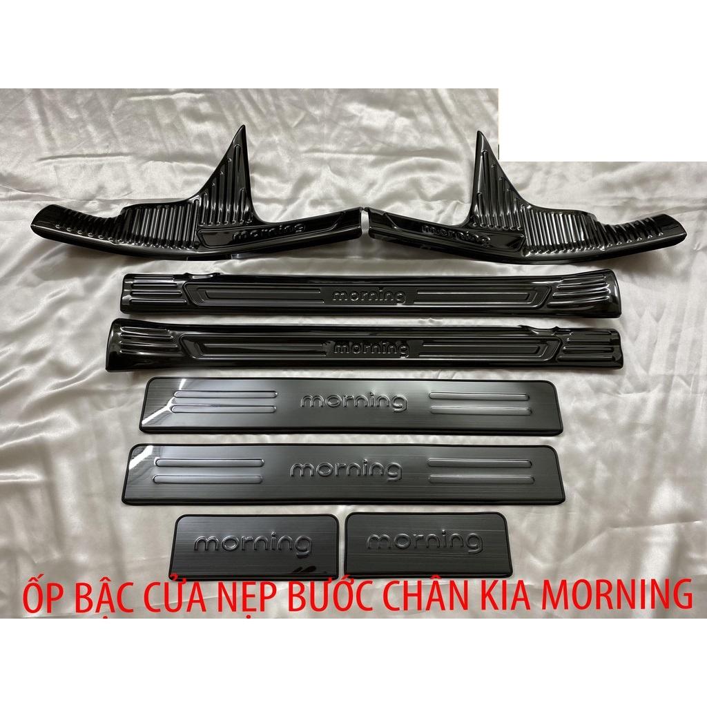 Ốp bậc cửa , nẹp bước chân Kia Morning 2012-2022 cao cấp -mẫu Titan 8 chi tiết
