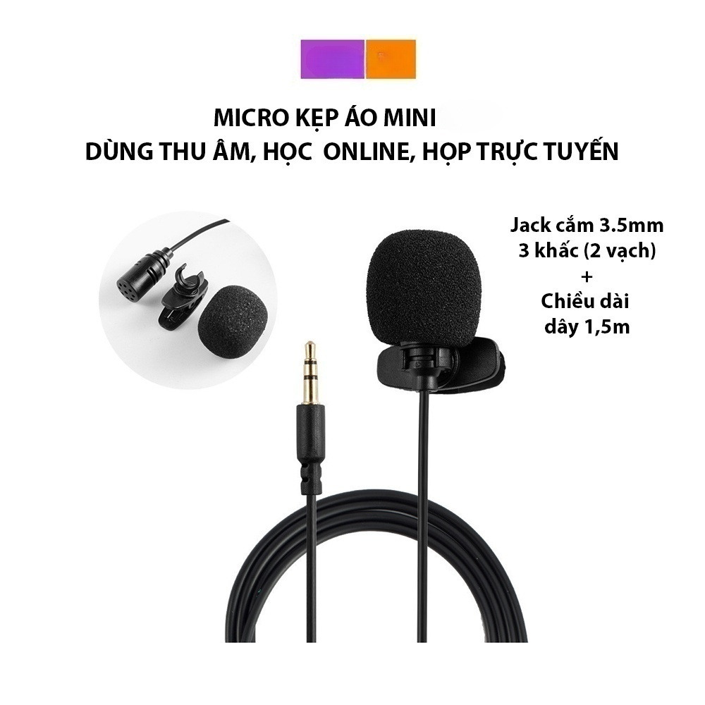 Micro Cài Áo Dùng Cho Wireless Go, Máy Ảnh, Máy Quay Phim Mic Microphone Mic Thu Âm Chân 3.5mm Dành Cho Điện Thoại, Máy Quay, Máy Trợ Giảng - Hàng Nhập Khẩu