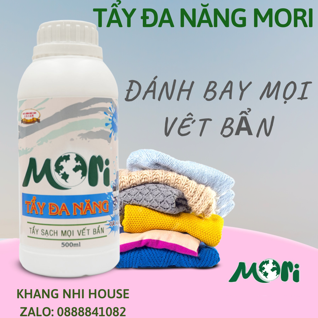 TẨY QUẦN ÁO ĐA NĂNG MORI ĐÁNH BAY CÁC VẾT BẨN LEM MÀU, MỠ ÂM, VẾT THỨC CHAI 500ML