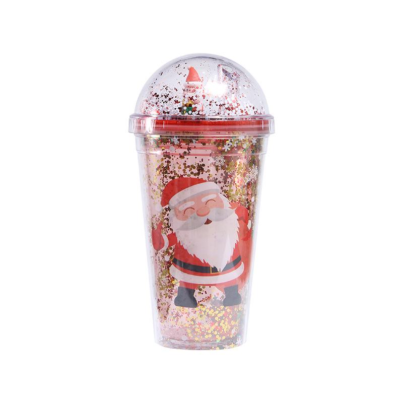 Băng Cốc Sinh Viên Cặp Đôi Quà Tặng Giáng Sinh Bình Nước Giáng Sinh Cốc Nước Micro Phong Cảnh Nhựa Ống Hút Cốc Sáng Tạo