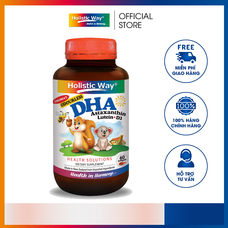 Viên Uống DHA + Lutein Giúp Trẻ Phát Triển Não Bộ Và Xương Toàn Diện Holistic Way Premium Children’s DHA And Lutein