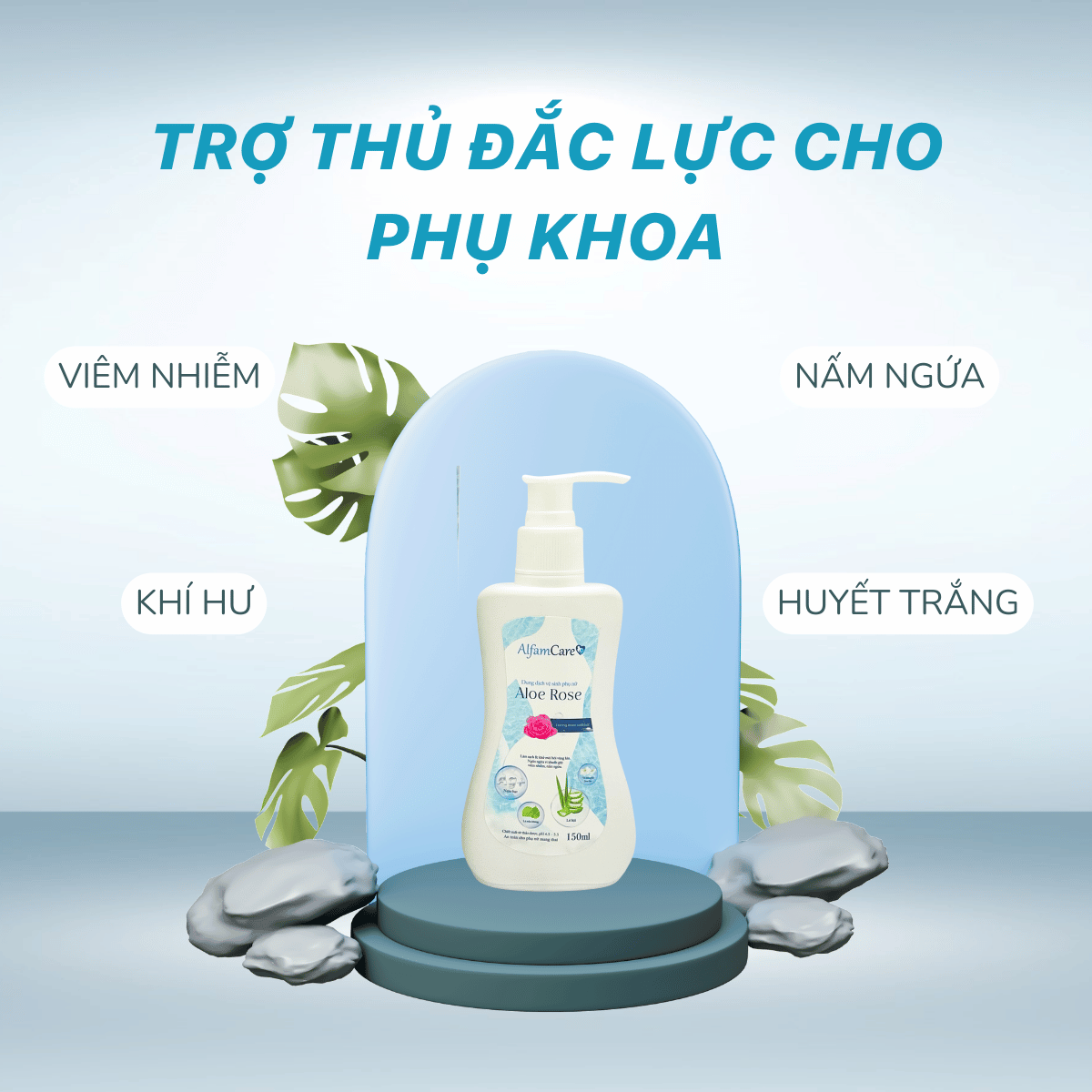 Dung Dịch Vệ Sinh Phụ Nữ Aloe Rose AlfamCare Hỗ Trợ Viêm Nhiễm Phụ Khoa, Nấm Ngứa Chai 150 ml