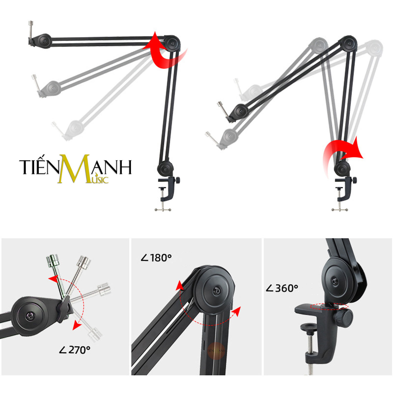 Chân Micro Kẹp Bàn Arm DRMIC NB46 (Chuyên Nghiệp) - Giá đỡ đế Mic Stand Dr.MIC NB-46 Microphone Thu Âm LiveStream Hàng Chính Hãng - Kèm Móng Gẩy DreamMaker