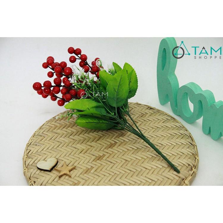Cành hoa giả trang trí kim cang đỏ số 64